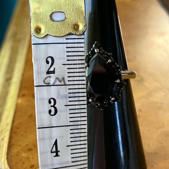 Natural Black Spinel Sterling Silver Ring Size 6 - Picture 8 of 10